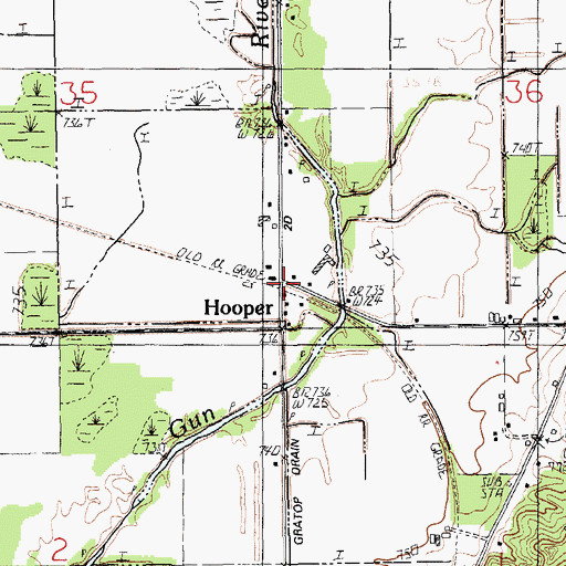 Topographic Map of Hooper Post Office (historical), MI