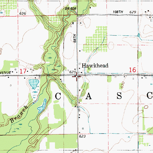 Topographic Map of Hawkhead Post Office (historical), MI