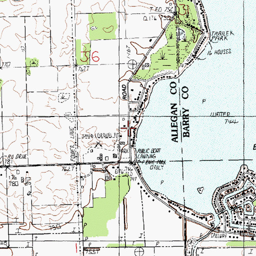 Topographic Map of Gunlake Post Office (historical), MI
