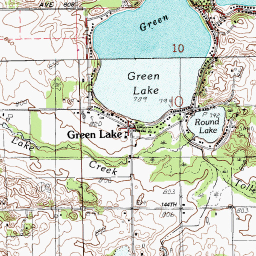 Topographic Map of Greenlake Post Office (historical), MI