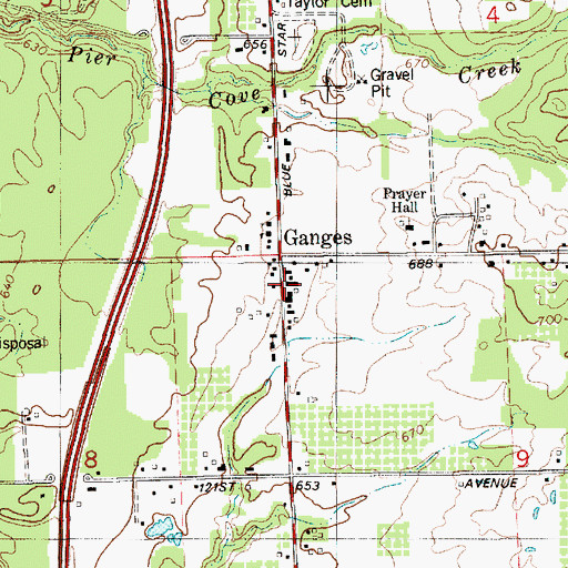 Topographic Map of Ganges Post Office (historical), MI