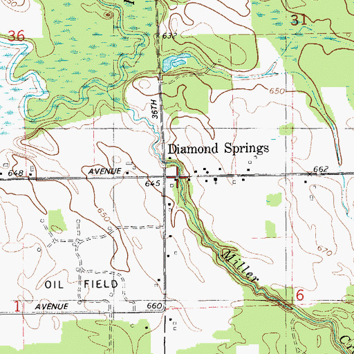 Topographic Map of Diamond Springs Post Office (historical), MI