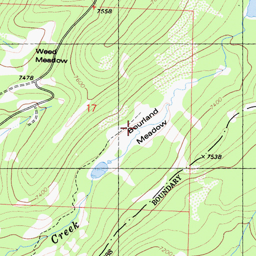 Topographic Map of Bourland Meadow, CA