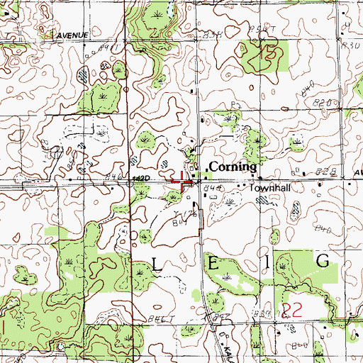 Topographic Map of Corning Post Office (historical), MI