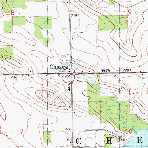 Topographic Map of Chicora Post Office (historical), MI