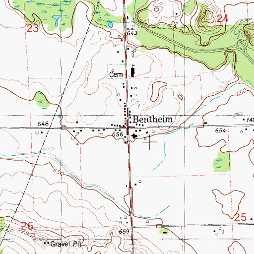 Topographic Map of Bentheim Post Office (historical), MI