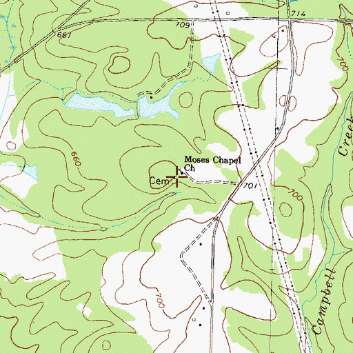 Topographic Map of Greater Moses Baptist Cemetery, GA