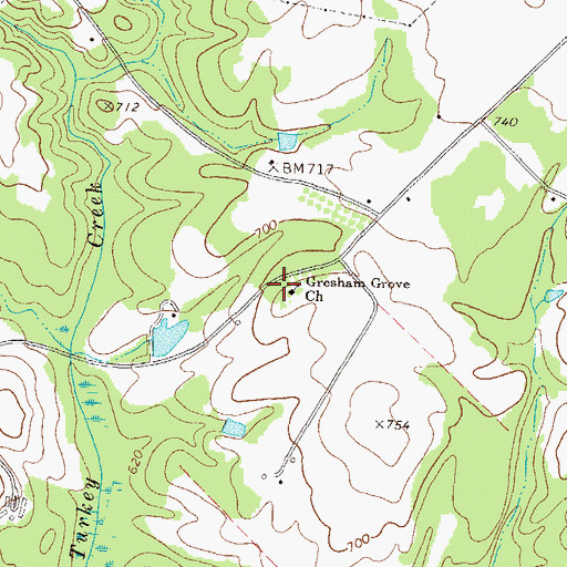Topographic Map of Gresham Grove Baptist Church Cemetery, GA