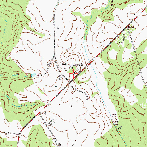 Topographic Map of Indian Creek Church Cemetery, GA