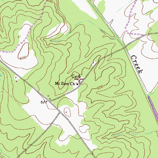 Topographic Map of Mount Zion Baptist Church Cemetery, GA