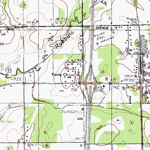 Topographic Map of First Baptist Church, MI