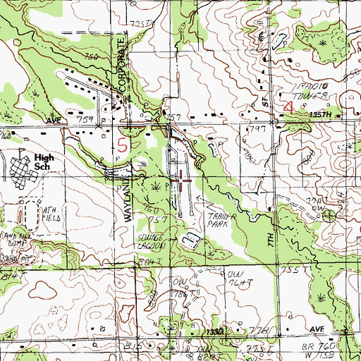 Topographic Map of Northbrook Mobile Home Estates, MI