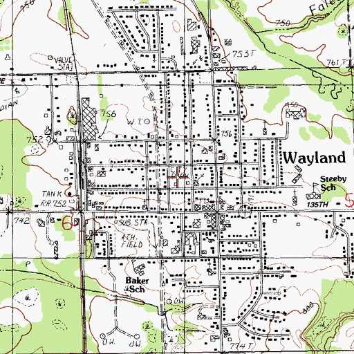 Topographic Map of Wayland Commons City Park, MI