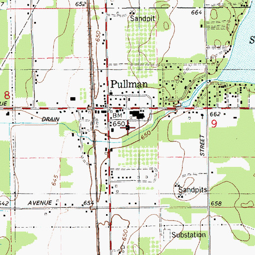 Topographic Map of Pullman Elementary School, MI