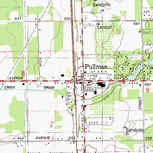 Topographic Map of Pullman Station, MI