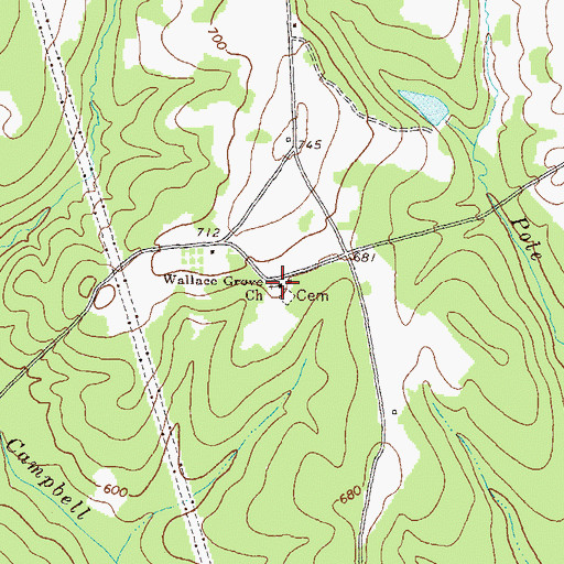 Topographic Map of Wallace Grove Baptist Church Cemetery, GA