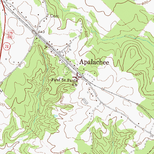 Topographic Map of First Saint Paul Baptist Church, GA