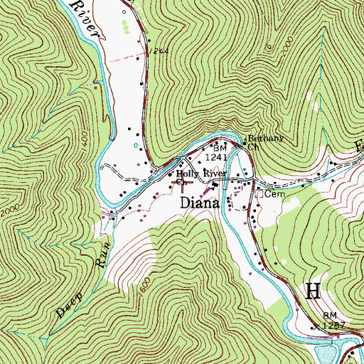 Topographic Map of Holly River Church Cemetery, WV