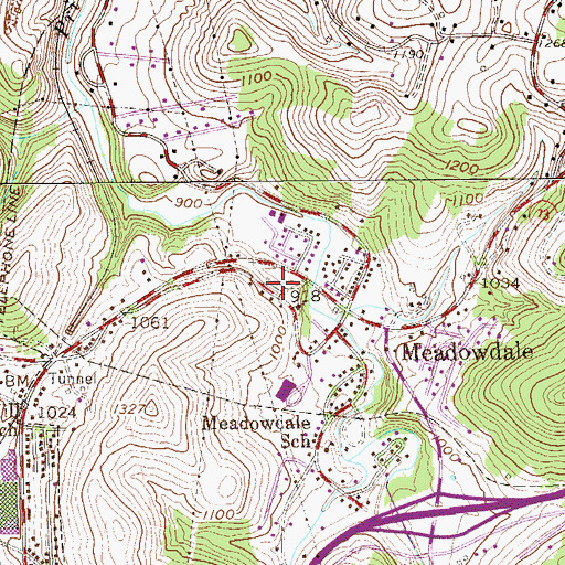 Topographic Map of Meadowdale Wesleyan Cemetery, WV