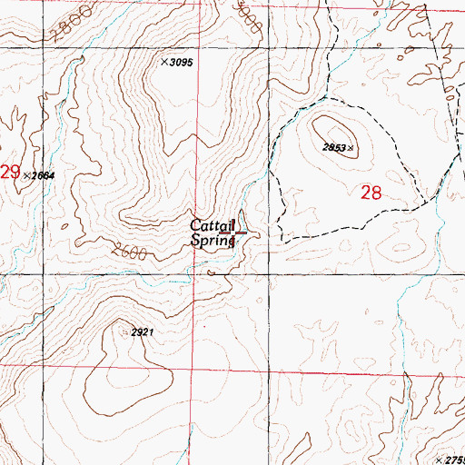 Topographic Map of Cattail Spring, AZ