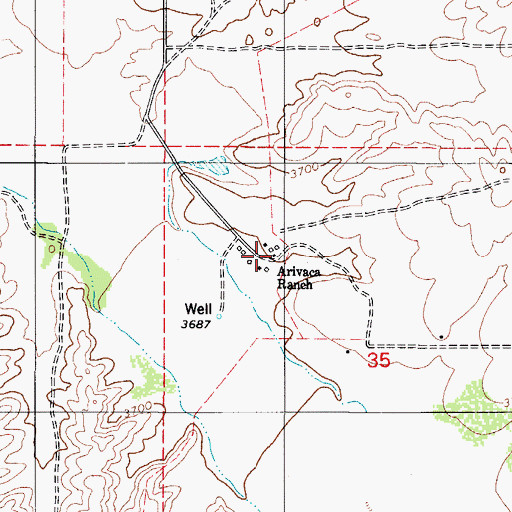 Topographic Map of Arivaca Ranch, AZ
