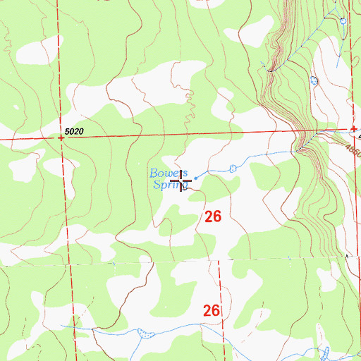 Topographic Map of Bowers Spring, CA