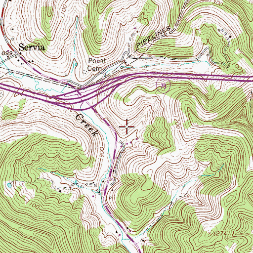 Topographic Map of Hall Cemetery, WV