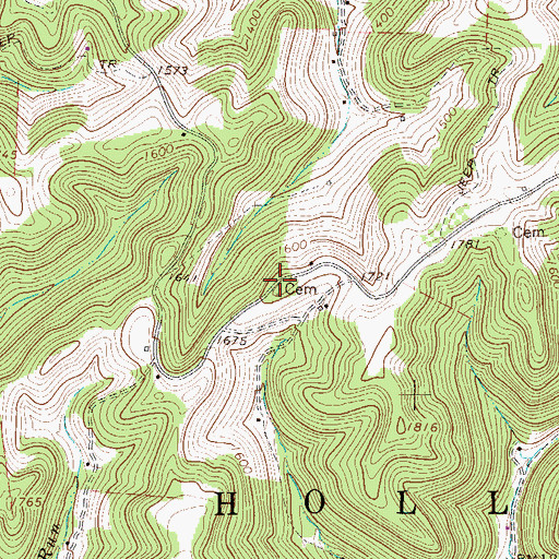 Topographic Map of Harris Cemetery, WV