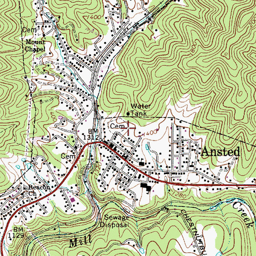Topographic Map of Westlake Cemetery, WV