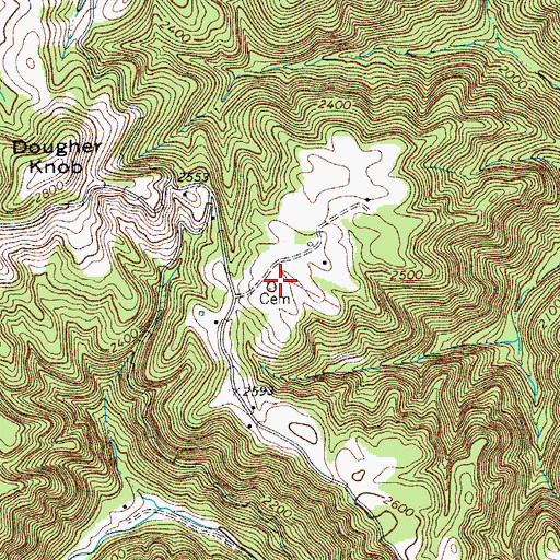 Topographic Map of Richardson Cemetery, WV