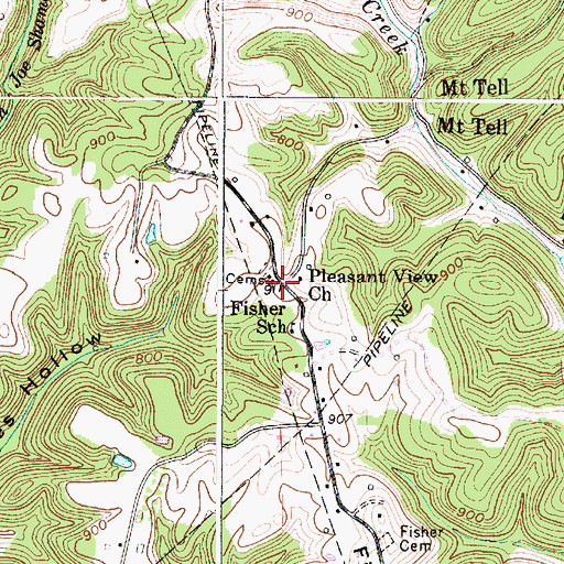 Topographic Map of Carney Cemetery, WV