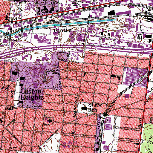 Topographic Map of The Hill, MO