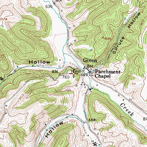 Topographic Map of Given Cemetery, WV
