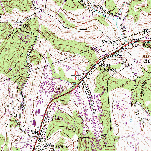 Topographic Map of Floral Hills Cemetery, WV