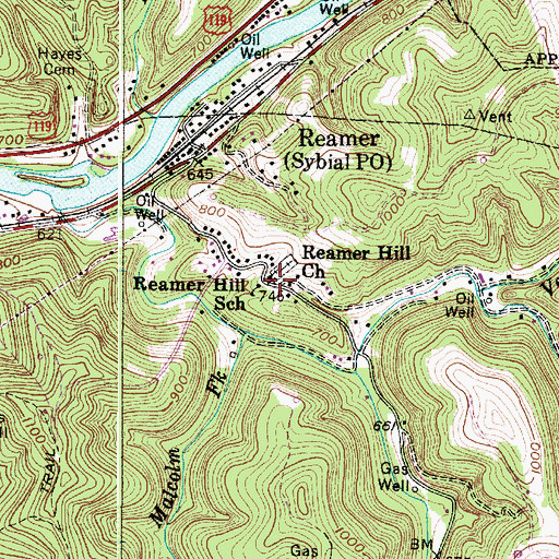 Topographic Map of Reamer Hill Cemetery, WV