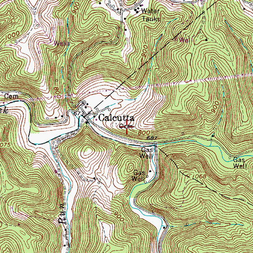 Topographic Map of Calcutta Cemetery, WV