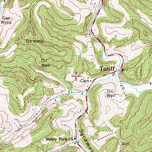 Topographic Map of Tariff Cemetery, WV