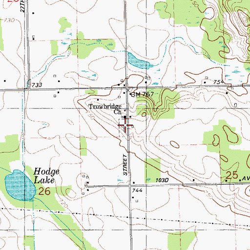 Topographic Map of Trowbridge Methodist Cemetery, MI