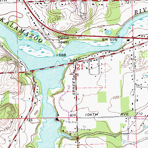 Topographic Map of Pine Creek Cemetery, MI