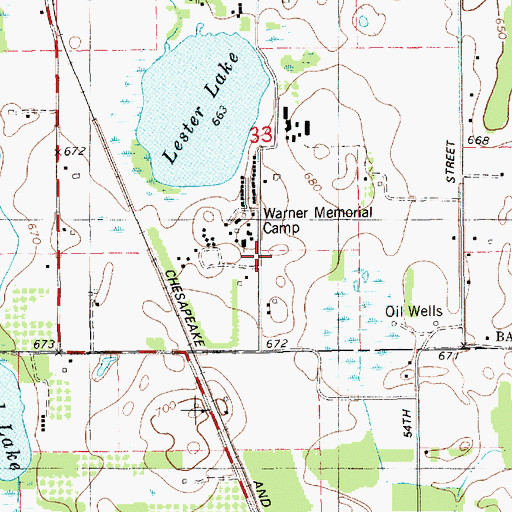 Topographic Map of Saints Cemetery, MI