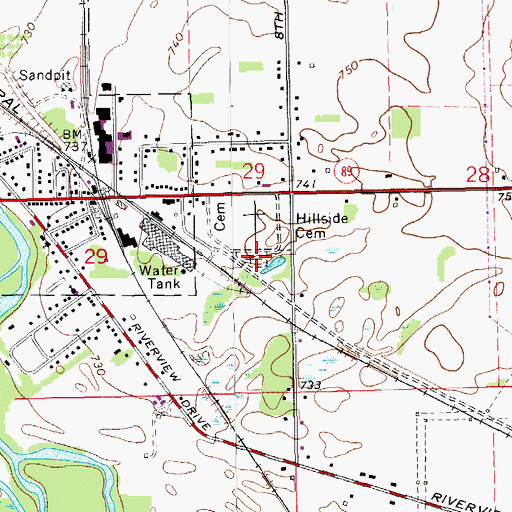 Topographic Map of Gun Plains Township Cemetery, MI