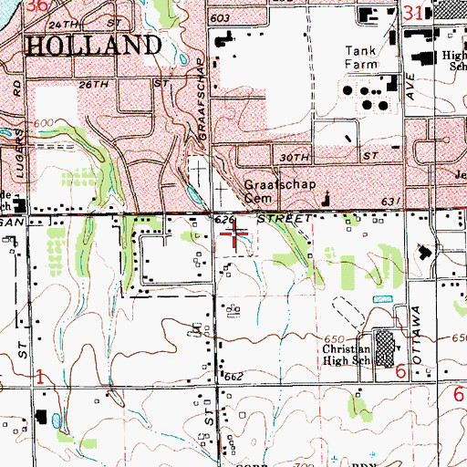 Topographic Map of Graafschap Cemetery, MI