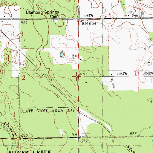 Topographic Map of Dowd Cemetery, MI