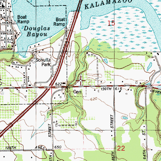 Topographic Map of Douglas Annex Cemetery, MI