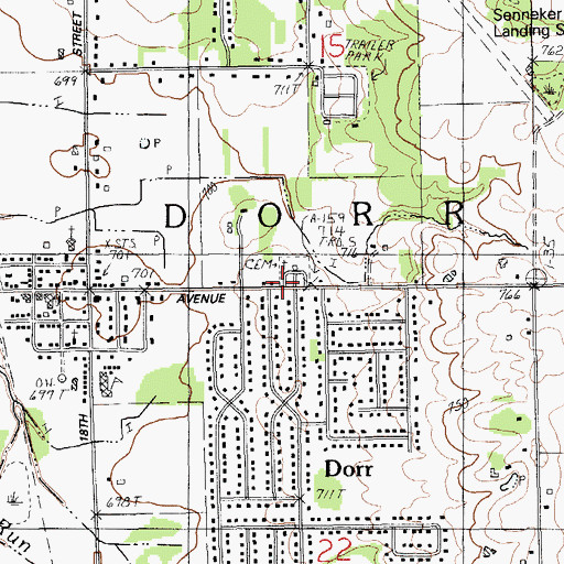 Topographic Map of Dorr Cemetery, MI
