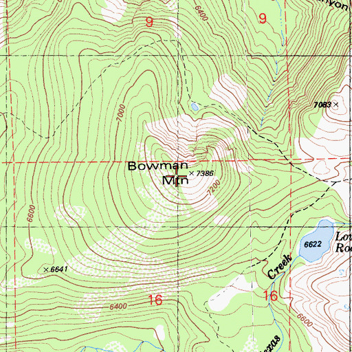 Topographic Map of Bowman Mountain, CA