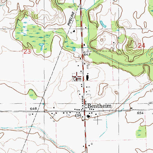 Topographic Map of Bentheim Cemetery, MI