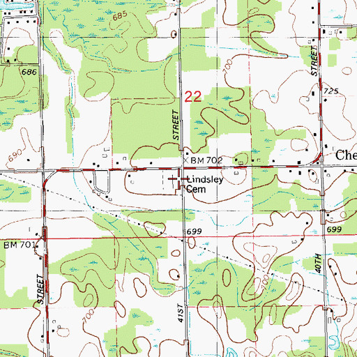 Topographic Map of Lindsley Cemetery, MI