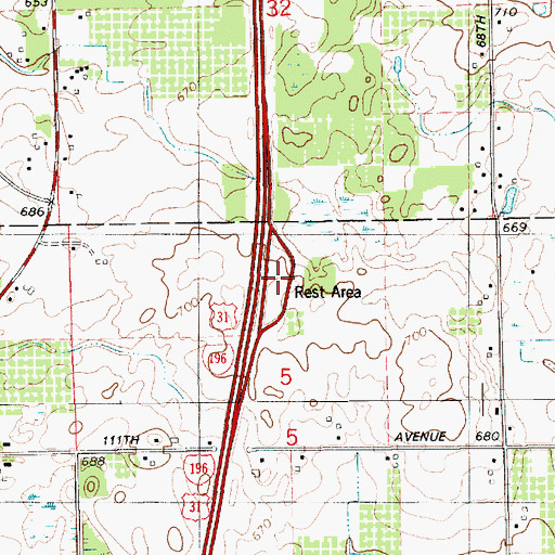 Topographic Map of Glenn Rest Area, MI