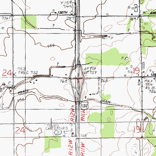 Topographic Map of Interchange 61, MI